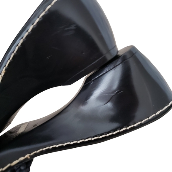 Damiani's Black Wedge Woven Top Slip On Sandals - Picture 11 of 11